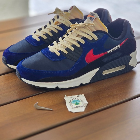 Size 13 - Nike Air Max 90 SE Running Club Deep Royal Mens Sneaker - Picture 2 of 14